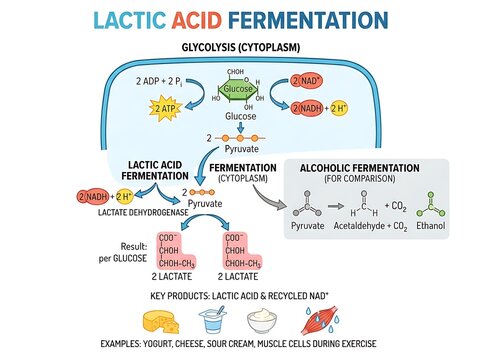 Lactic acid fermentation process diagram