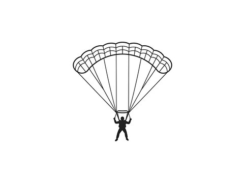 Skydiver parachuting with open canopy