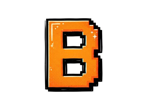Pixelated letter b orange digital art