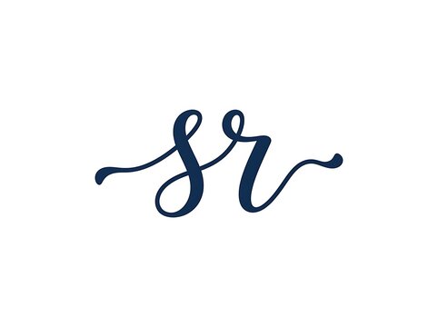 Elegant script letters sr monogram logo design