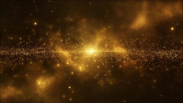 Golden cosmic starfield zooming through space for universe spiritual background