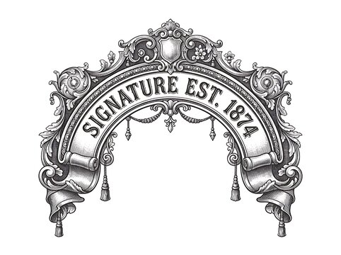 Ornate archway emblem with established date