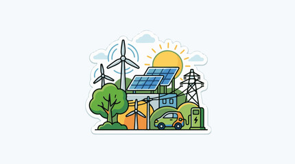 Fototapeta premium Renewable energy sources powering electric car charging station
