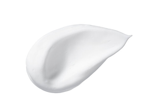 Skincare cleanser foam texture. Swatches of soap, shampoo and cleansing mousse foam on white background.