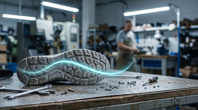 Sneaker Sole In Industrial Shoe Manufacturing Factory