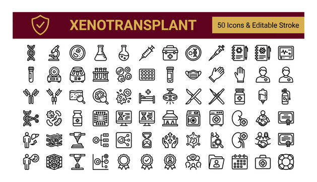 Xenotransplant icon set