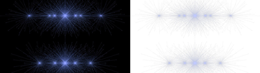 Fototapeta premium Abstract digital particle explosion lines energy blue background banner isolated on transparent background