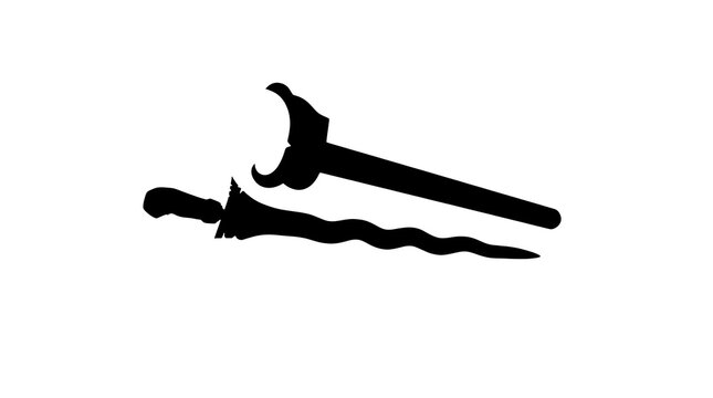 Traditional indonesian keris dagger silhouette with sheath
