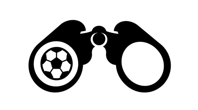 Binoculars icon with soccer ball silhouette