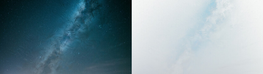 Fototapeta premium Stunning milky way galaxy in night sky filled with stars, isolated on transparent background