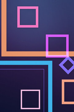 A stylish arrangement of glowing square frames and intersecting lines creates a futuristic digital composition, ideal for technology branding, modern posters, and creative layouts.