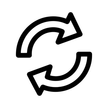 Two curved rotation arrows forming a circular refresh symbol with refresh loop