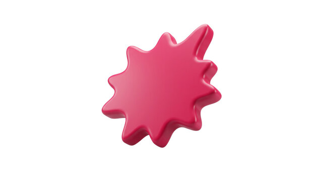 Glossy pink starburst speech bubble, 3D plastic comic explosion icon, vibrant magenta pop art callout for retail sales and marketing isolated PNG with Transparent Background