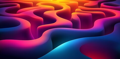 Obraz premium Abstract Colorful Maze Pattern with Vibrant Neon Shades for Digital Art and Modern Design