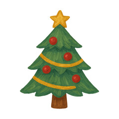 Naklejka premium PNG Festive illustrated Christmas tree decoration.