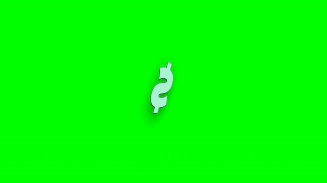 Rotating 3D dollar sign currency symbol on green screen