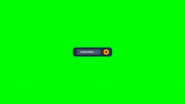 Animated subscribe button and bell icon on green screen