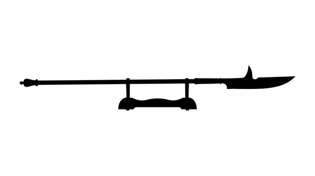 Traditional pole weapon silhouette on display stand