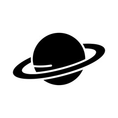 Planet saturn with rings black silhouette icon vector illustration space icon solar system © bonna7173
