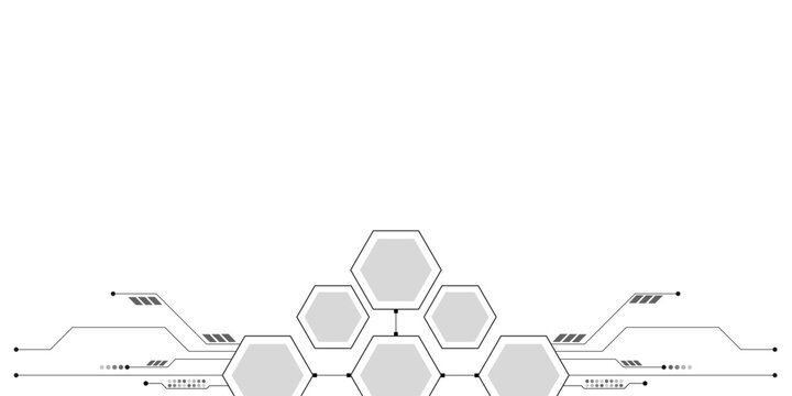 Futuristic HUD hexagon interface, high-tech digital dashboard elements, sci-fi geometric UI vector, minimalist tech infographic layout