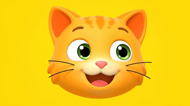 Cartoon cat avatar with yellow background, cute cartoon cat emojis