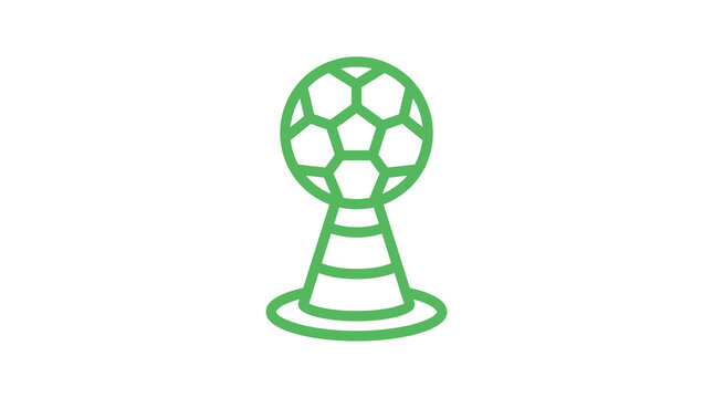 Soccer ball on training cone icon.