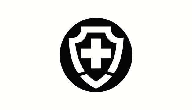 Medical protection shield logo, healthcare security symbol