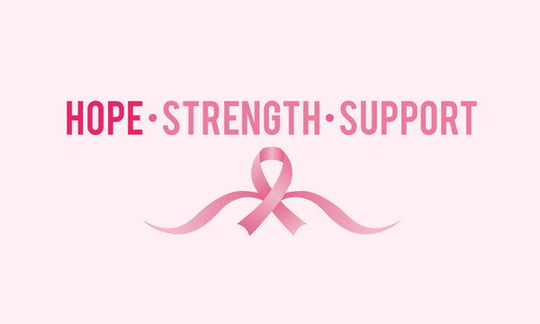 Hope Strength Support Breast Cancer Awareness Typography Poster