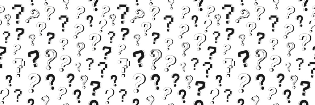 Question background interrogation with mark pattern texture for sign vector 3d. Surface design symbol with answer support wallpaper for seamless problem banner.