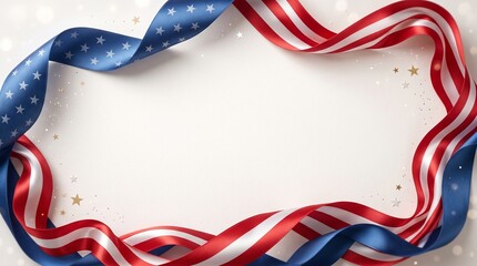 Obraz premium Labor day patriotic american flag ribbons frame isolated on white background