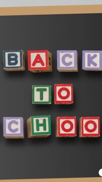 Animation of boy representation, back to school and book with slate over pencils in stand