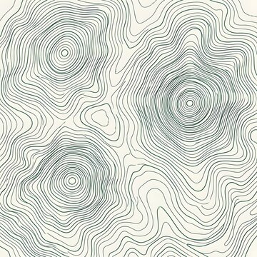 Soft abstract topographic pattern with delicate green and gray contour lines forming organic circular shapes and flowing terrain-inspired textures.