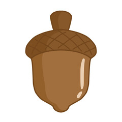 Cute Acorn Illustration with Textured Oak Cap © MerinaDwi