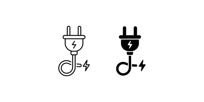 Electrical plug with cable and lightning bolt symbols for energy power and charging connectivity.
