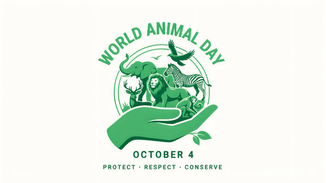 World animal day logo with animals and date