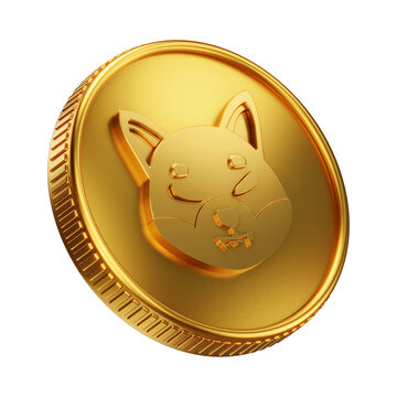 Golden Shiba Inu SHIB Cryptocurrency Coin 3D Render Illustration
