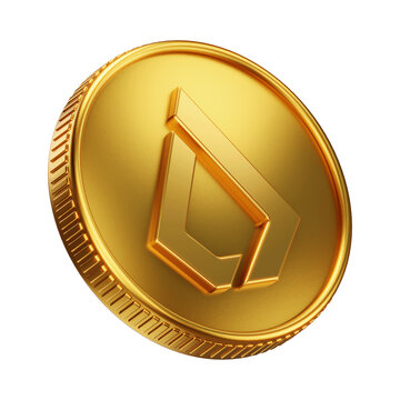 Golden Lisk LSK Cryptocurrency Coin 3D Render Illustration
