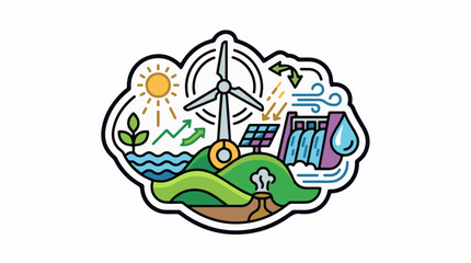 Naklejka premium Renewable energy sources and natural elements illustration