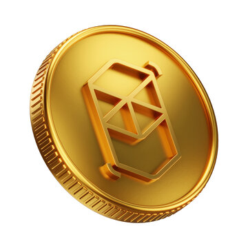 Golden Fantom FTM Cryptocurrency Coin 3D Render Illustration
