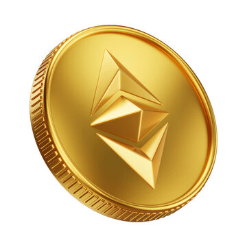 Golden Ethereum Classic ETC Cryptocurrency Coin 3D Render Illustration
