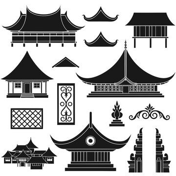 Indonesian Traditional Architecture Icon Set
