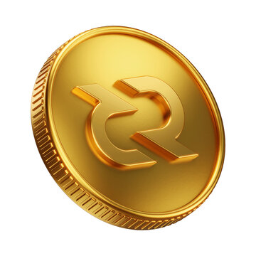 Golden Decred DCR Cryptocurrency Coin 3D Render Illustration
