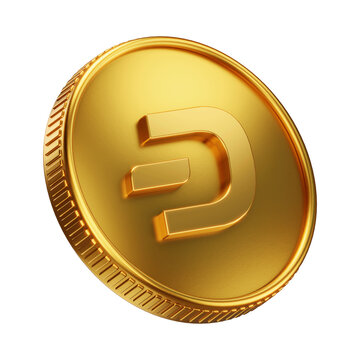Golden Dash Cryptocurrency Coin 3D Render Illustration
