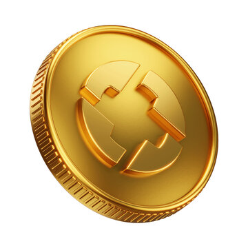 Golden 0x ZRX Cryptocurrency Coin 3D Render Illustration
