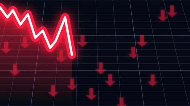 downward financial chart and red arrows representing market loss