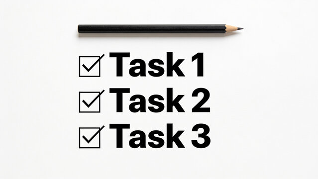 Professional checklist with completed tasks and pencil icon for project management.