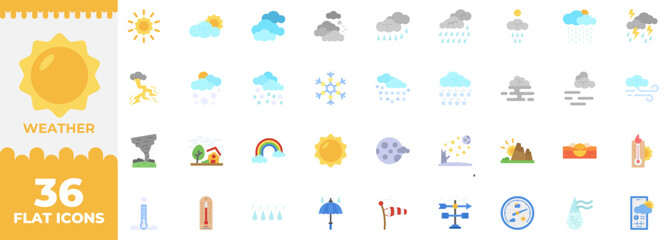 Naklejka premium Weather Flat Icon, Editable Icons set, Vector illustration