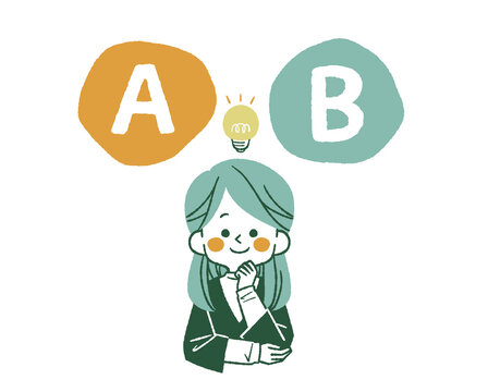 AとBの選択肢を比較をしている女性