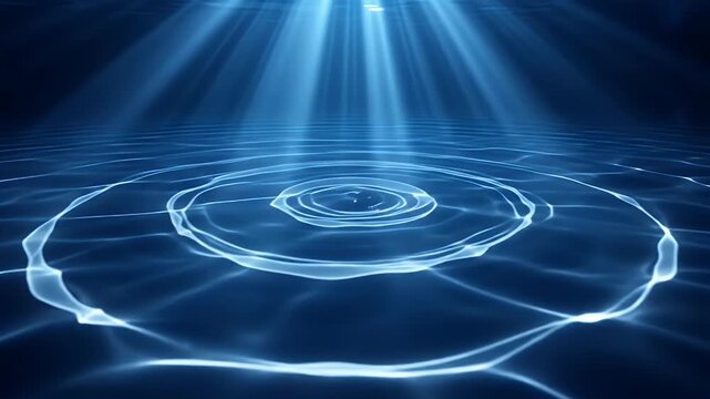 Abstract water digital token animation with glowing light rays