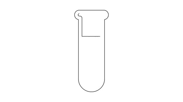 Minimalist test tube line drawing animation on white background for science lab projects.
